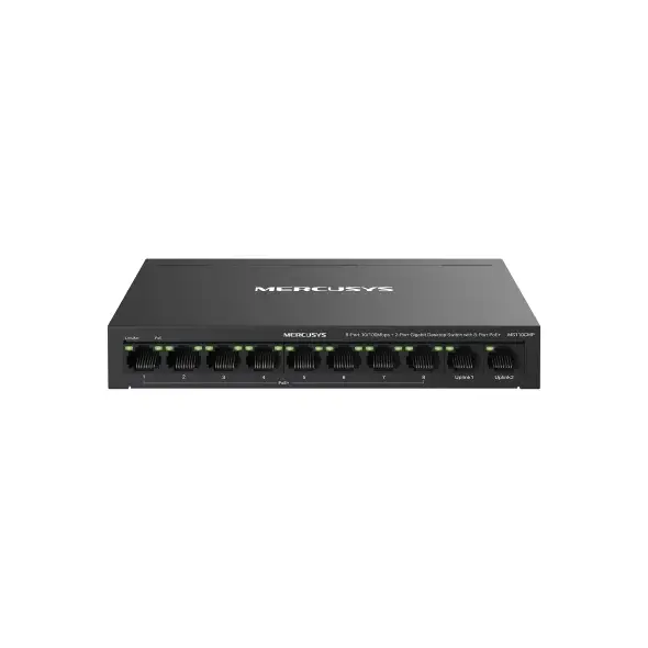 Switch PoE Mercusys MS110CMP (8 PoE, 2 Uplink Gigabit, 115W) - Viễn Thông HDG