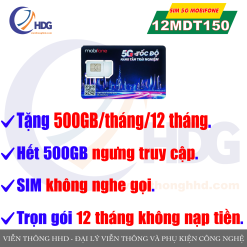 SIM 4G/5G Mobifone MDT150 - tặng 500gb/tháng/12 tháng - trọn gói không nạp tiền - Viễn thông HHD