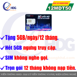 SIM Mobifone 4G/5G MDT50 - tặng 5GB/ngày - miễn phí 12 tháng không nạp tiền - Viễn Thông HHD