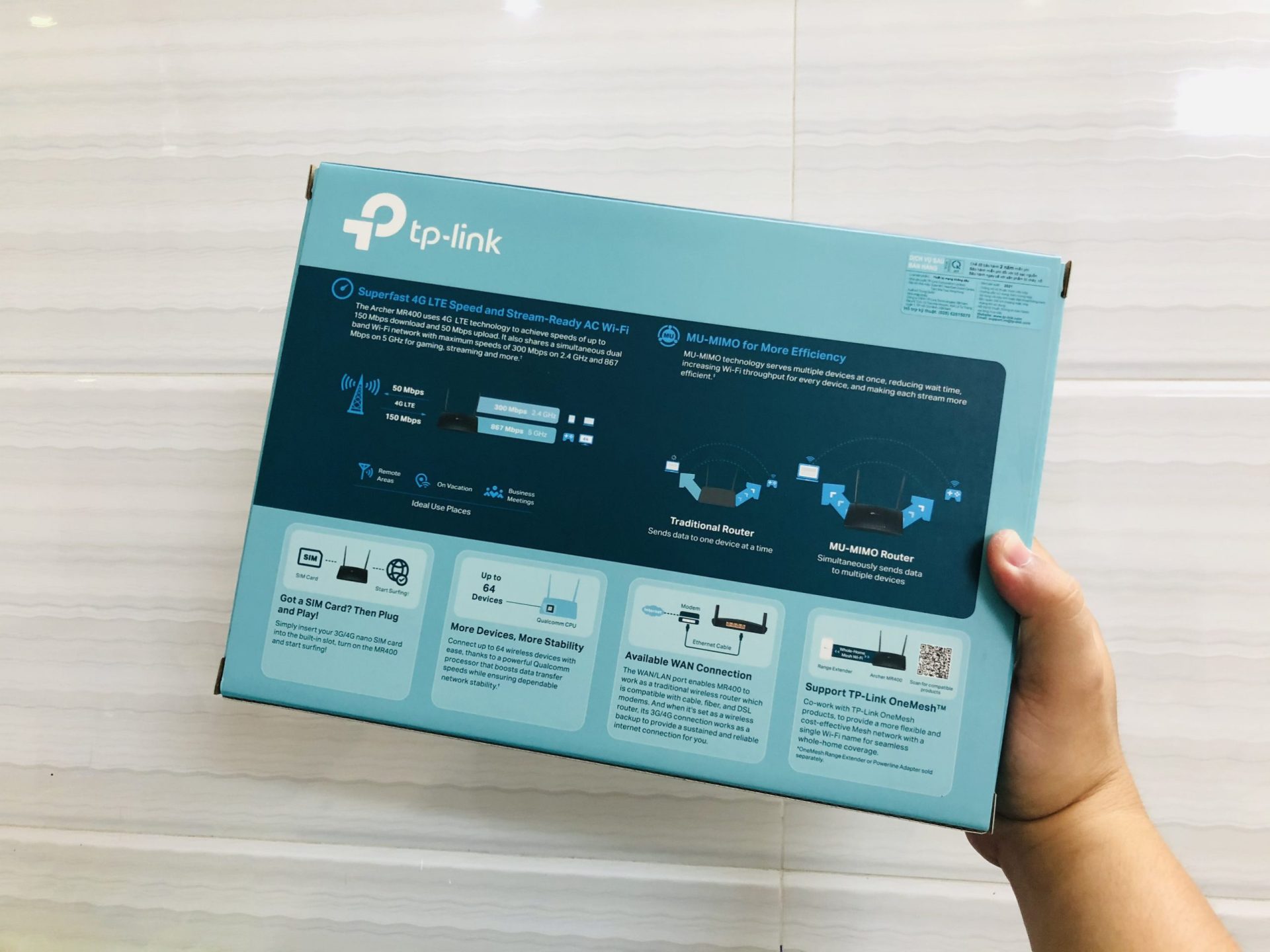Bộ Phát Wifi Tplink Archer MR400 - Băng Tần Kép 4G - Tốc Độ 4G 150Mbps - Wi-Fi AC1200 - Viễn Thông HHD - Ảnh 3